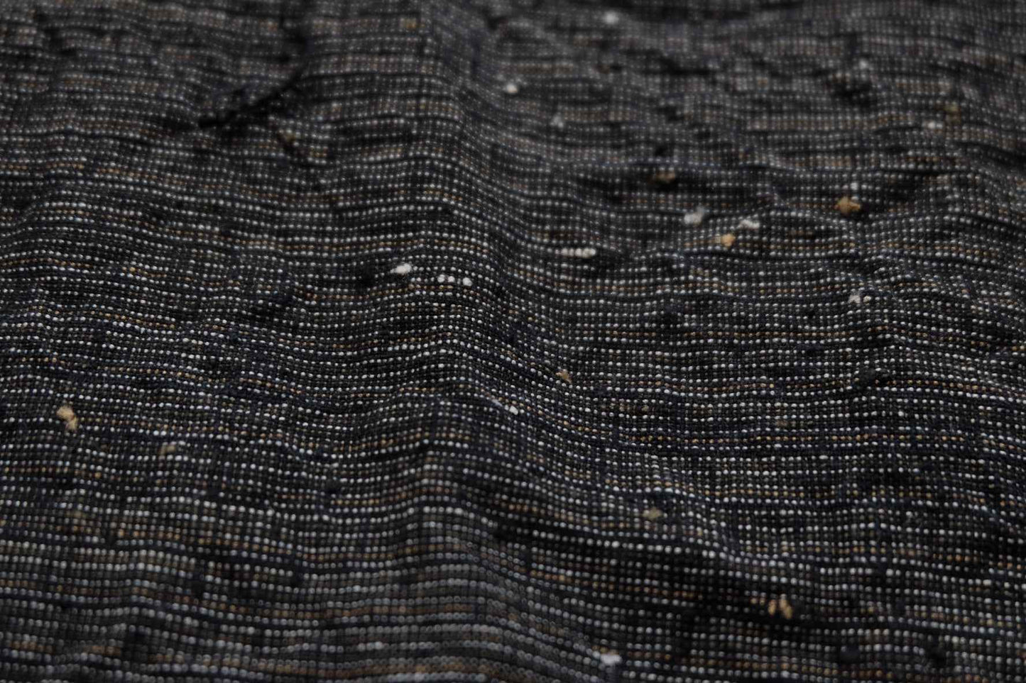 Midnight Rice - Grain Tǔbù: Black Ground with Mustard & White Accents - 36cm Width | Pre - Washed & Ready - BUBBO