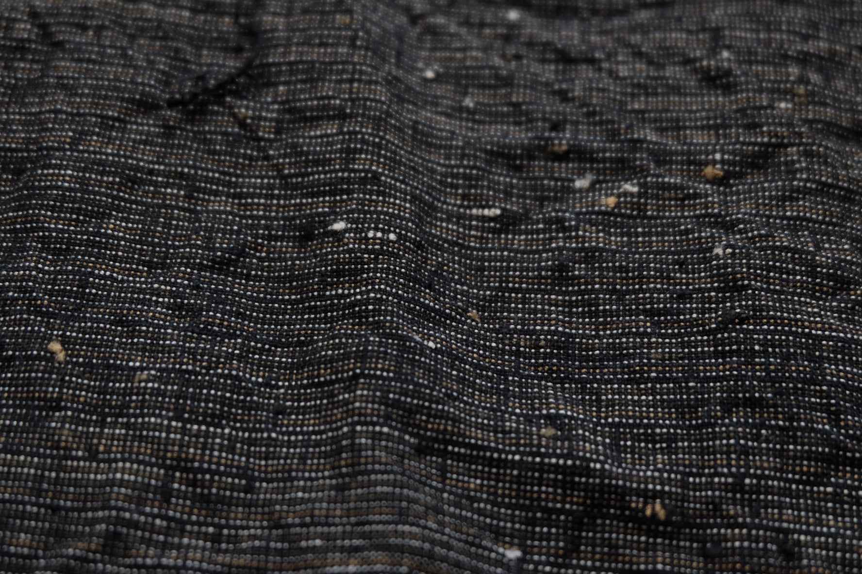 Midnight Rice - Grain Tǔbù: Black Ground with Mustard & White Accents - 36cm Width | Pre - Washed & Ready - BUBBO