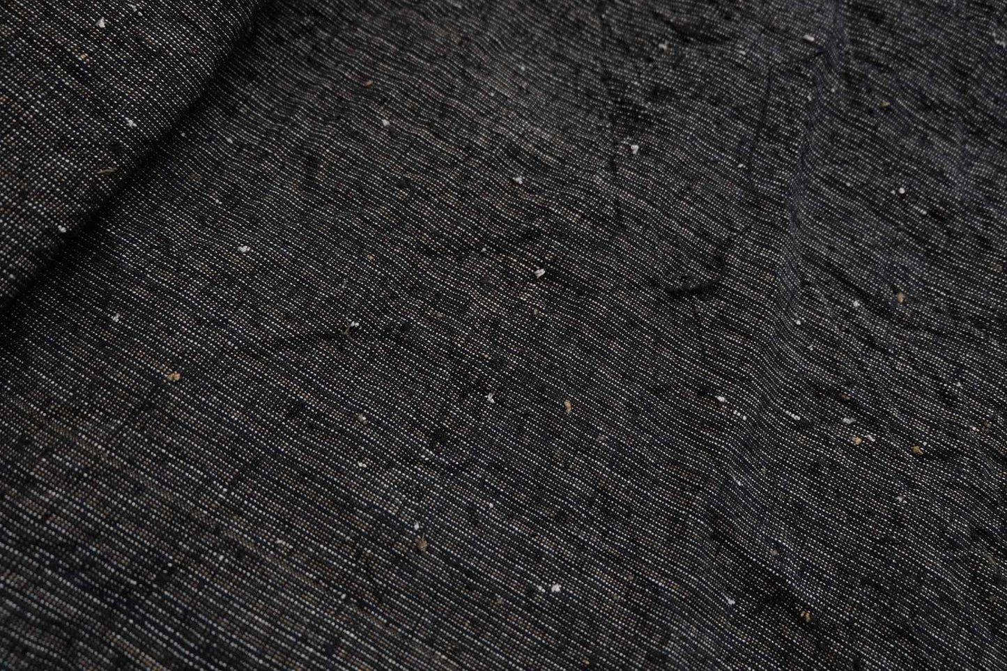 Midnight Rice - Grain Tǔbù: Black Ground with Mustard & White Accents - 36cm Width | Pre - Washed & Ready - BUBBO