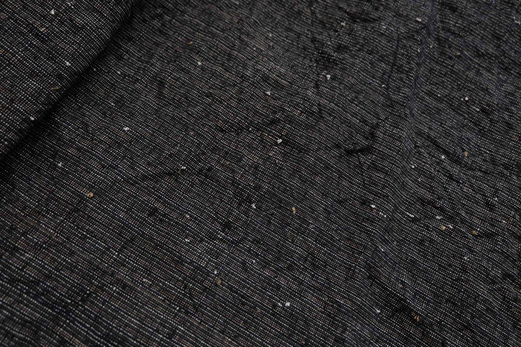 Midnight Rice - Grain Tǔbù: Black Ground with Mustard & White Accents - 36cm Width | Pre - Washed & Ready - BUBBO