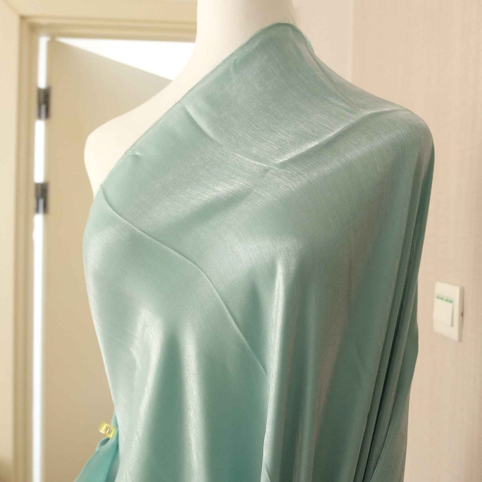 Mint Lustrous Satin Fabric – Ultra-Slippery Drapey Shine Fabric (1.64 yds)