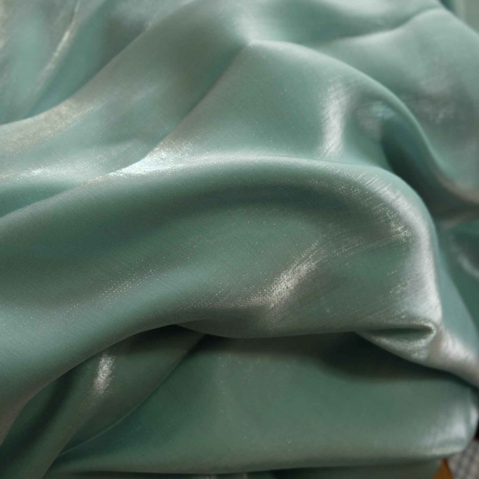 Mint Lustrous Satin Fabric – Ultra-Slippery Drapey Shine Fabric (1.64 yds)