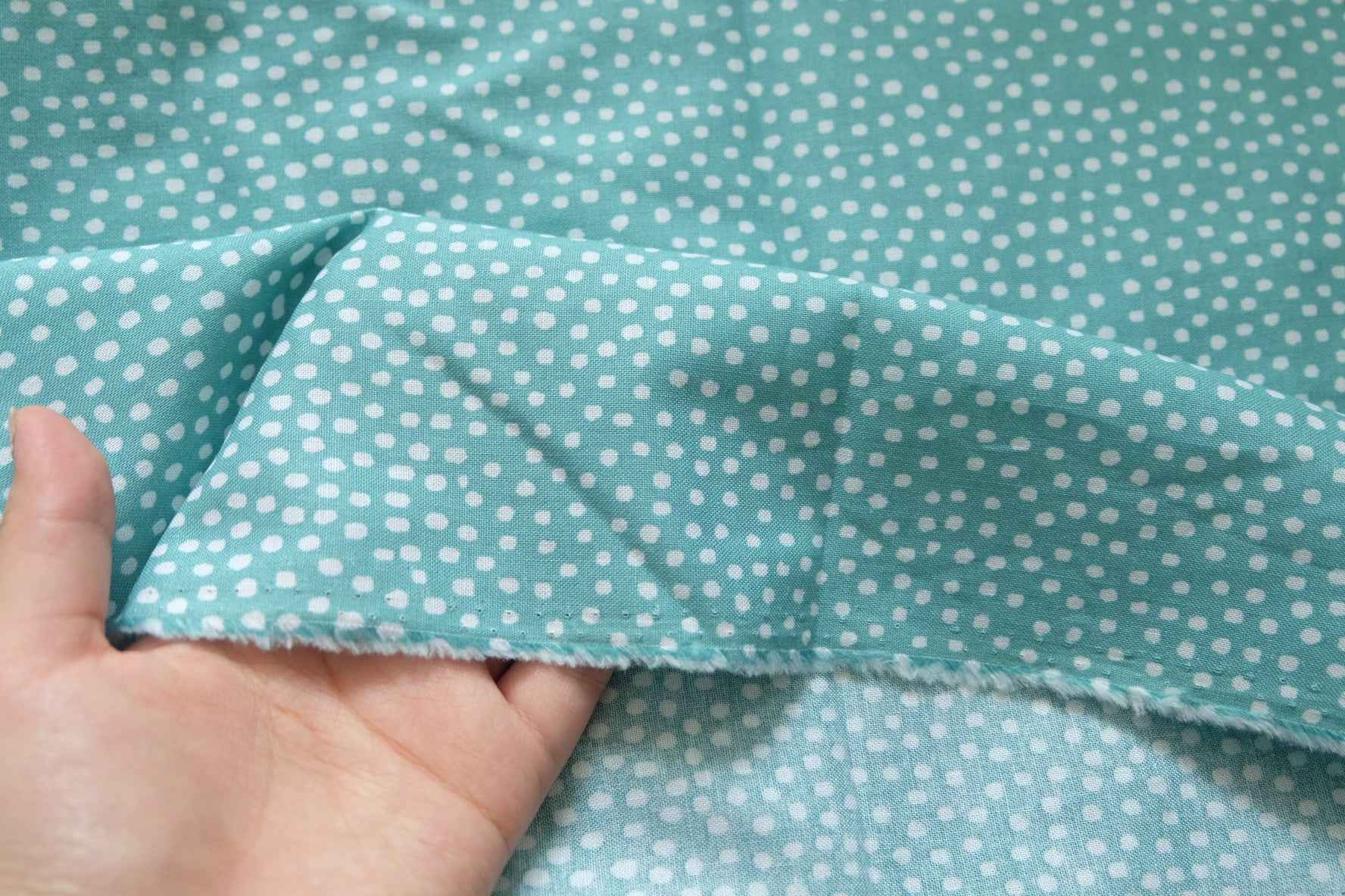 Mint Polka Dot Cotton Fabric – Crisp Hand, 1.6 yds - BUBBO