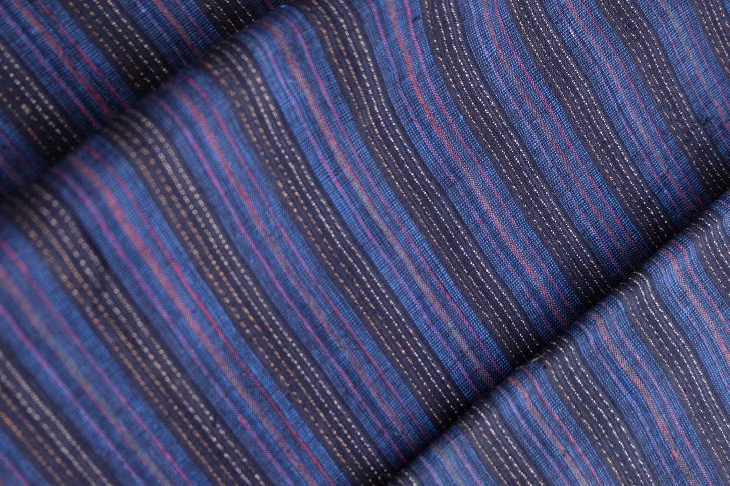 Navy Blue Tǔbù with Ant Trail Patterns & Vibrant Accents - 35cm Wide - BUBBO