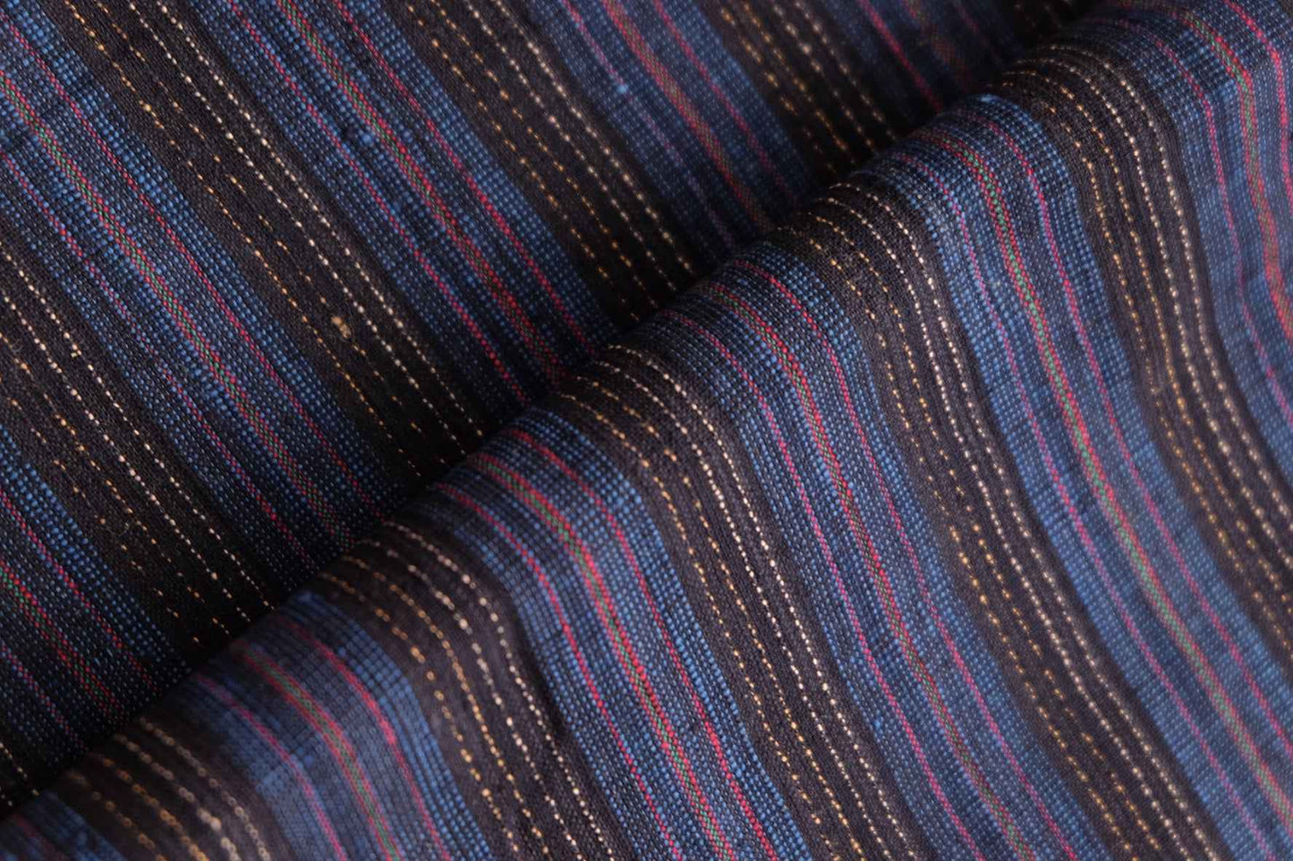 Navy Blue Tǔbù with Ant Trail Patterns & Vibrant Accents - 35cm Wide - BUBBO