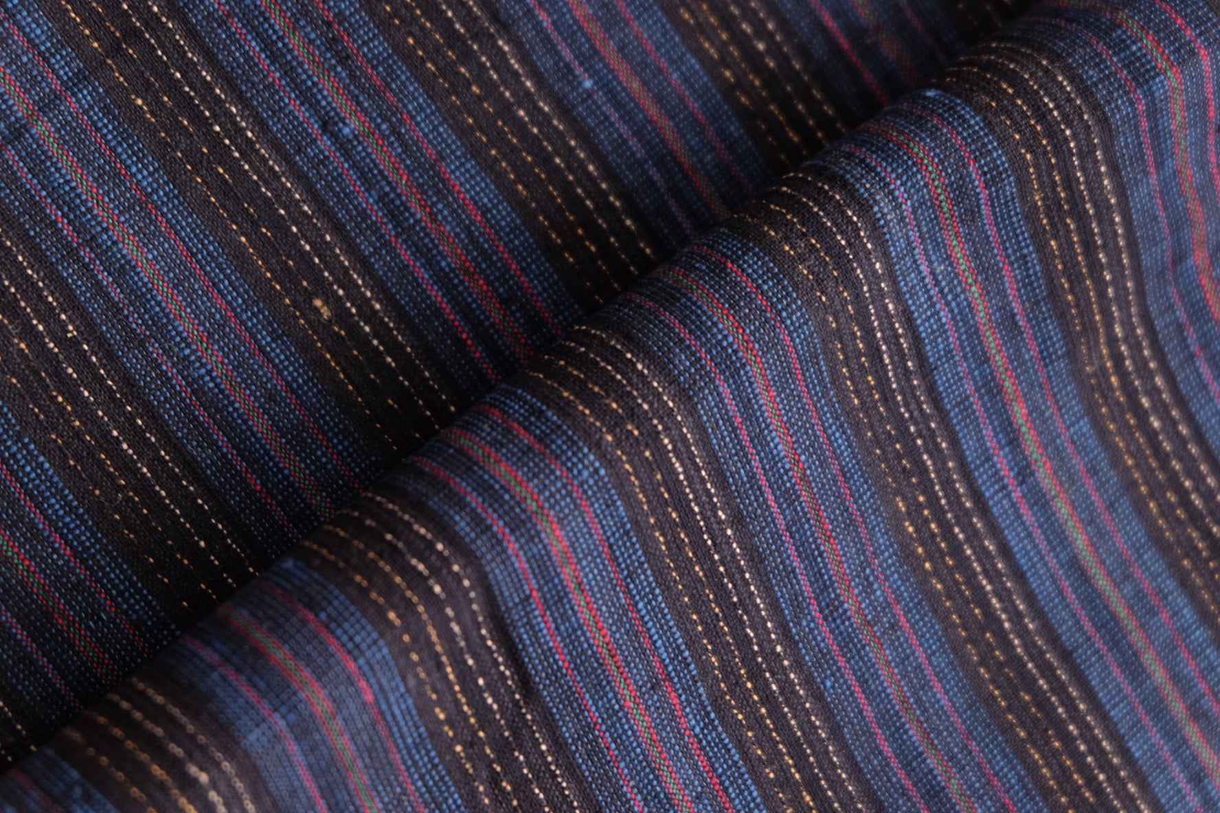 Navy Blue Tǔbù with Ant Trail Patterns & Vibrant Accents - 35cm Wide - BUBBO