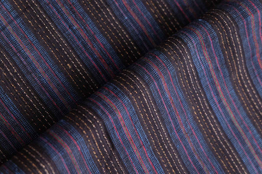 Navy Blue Tǔbù with Ant Trail Patterns & Vibrant Accents - 35cm Wide - BUBBO