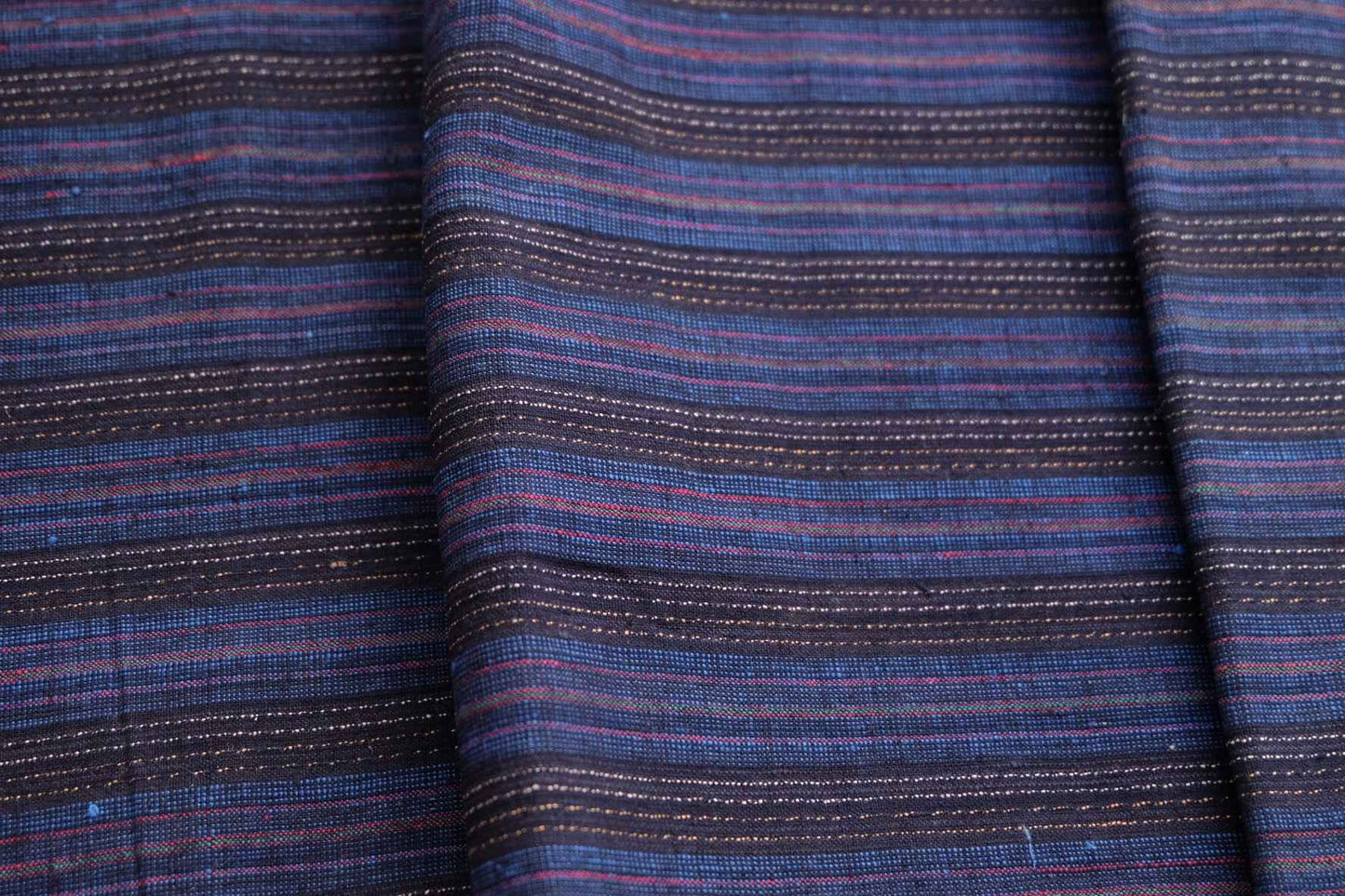 Navy Blue Tǔbù with Ant Trail Patterns & Vibrant Accents - 35cm Wide - BUBBO