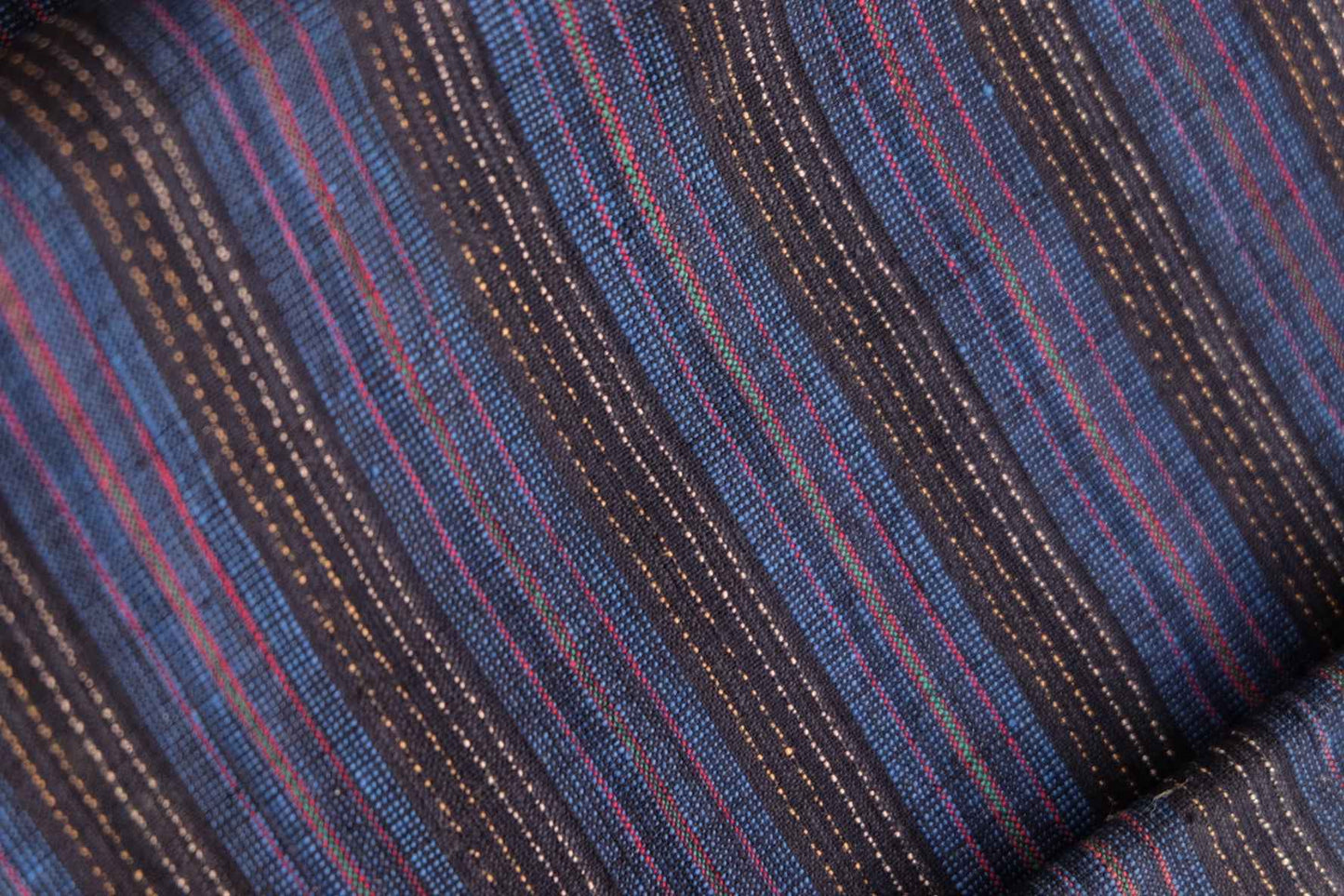 Navy Blue Tǔbù with Ant Trail Patterns & Vibrant Accents - 35cm Wide - BUBBO