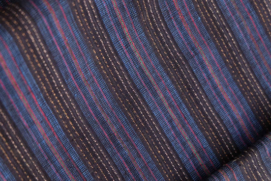 Navy Blue Tǔbù with Ant Trail Patterns & Vibrant Accents - 35cm Wide - BUBBO