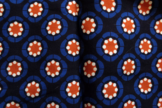 Navy Geometric Cotton - Linen Plain Weave - 3 yds - BUBBO