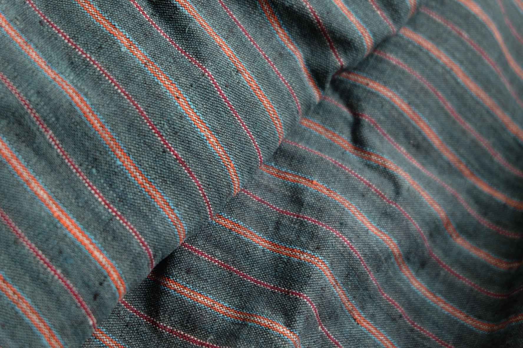 Northern Tǔbù in Hunter Green with Rust & Crimson Stripes wide 49cm - BUBBO