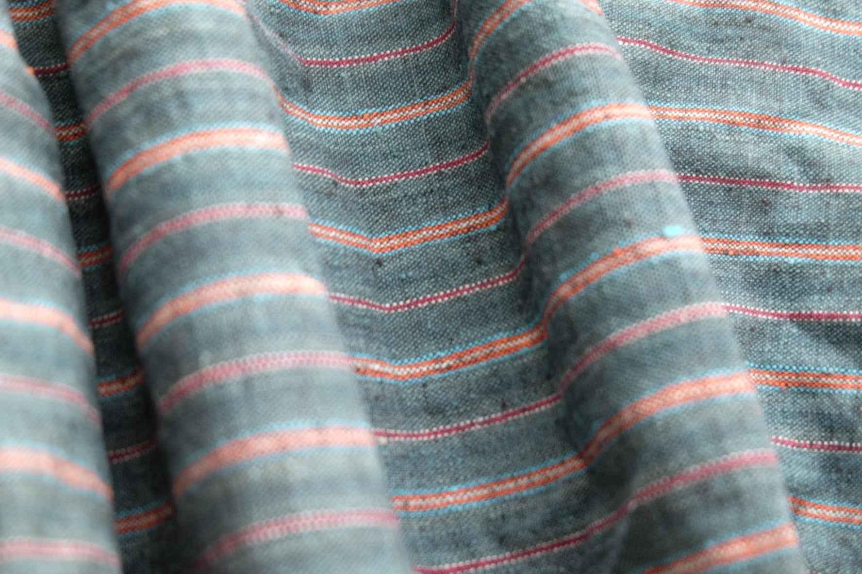 Northern Tǔbù in Hunter Green with Rust & Crimson Stripes wide 49cm - BUBBO