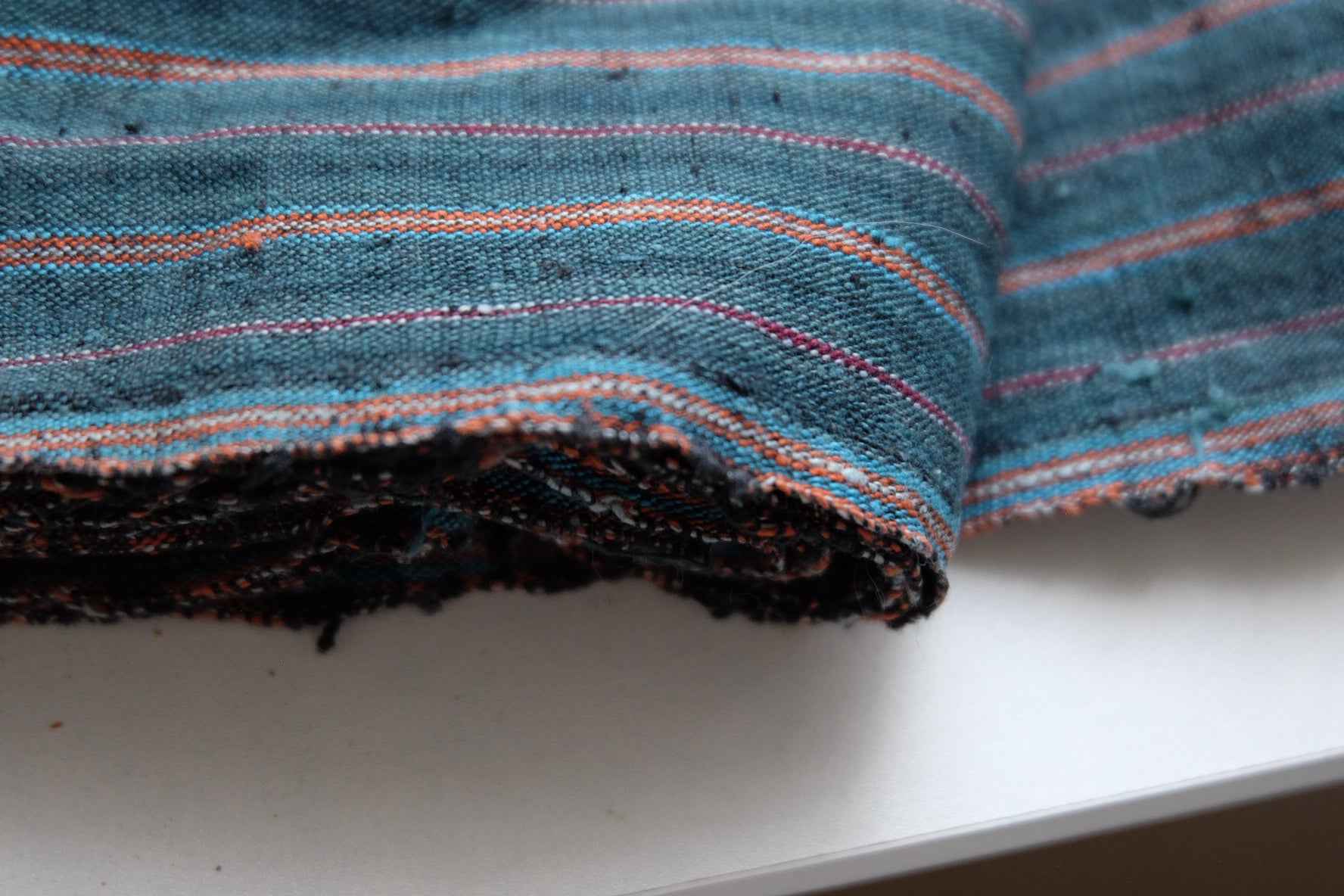 Northern Tǔbù in Hunter Green with Rust & Crimson Stripes wide 49cm - BUBBO