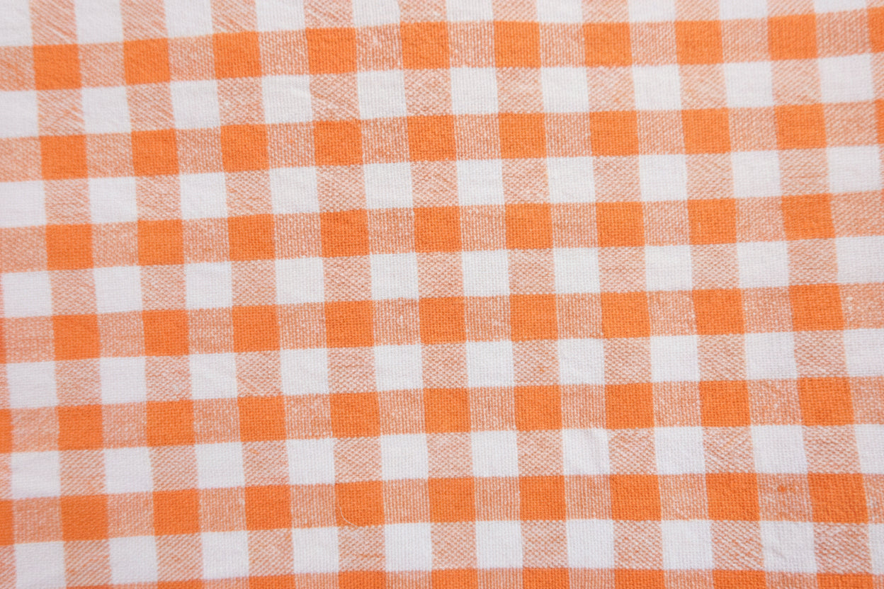 Orange Sunlight Check Cotton - Linen – Colorwoven Grid – 57” Wide – 3.3 Yards Total – Sold by the Yard - BUBBO