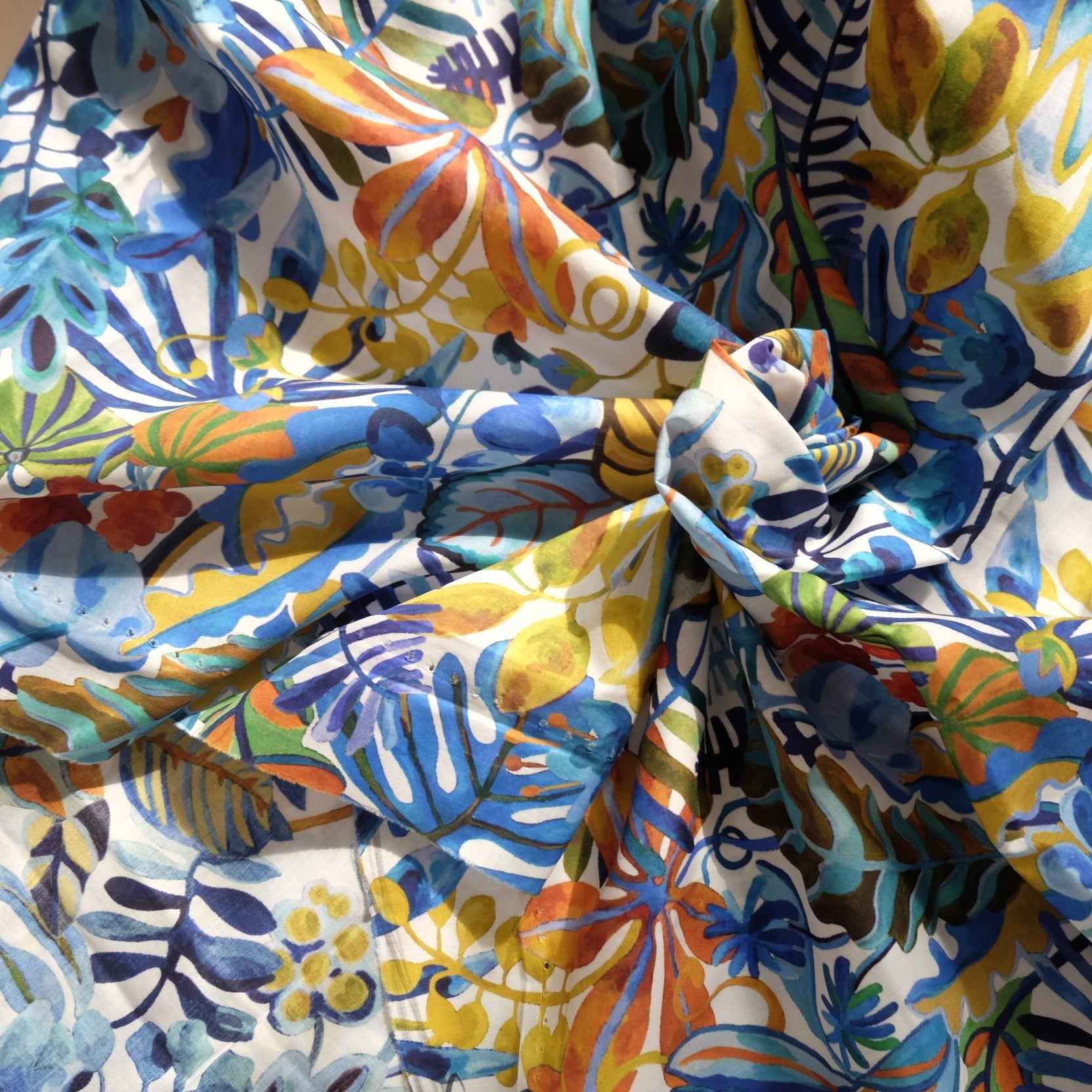 Painterly Botanical Cotton Lawn