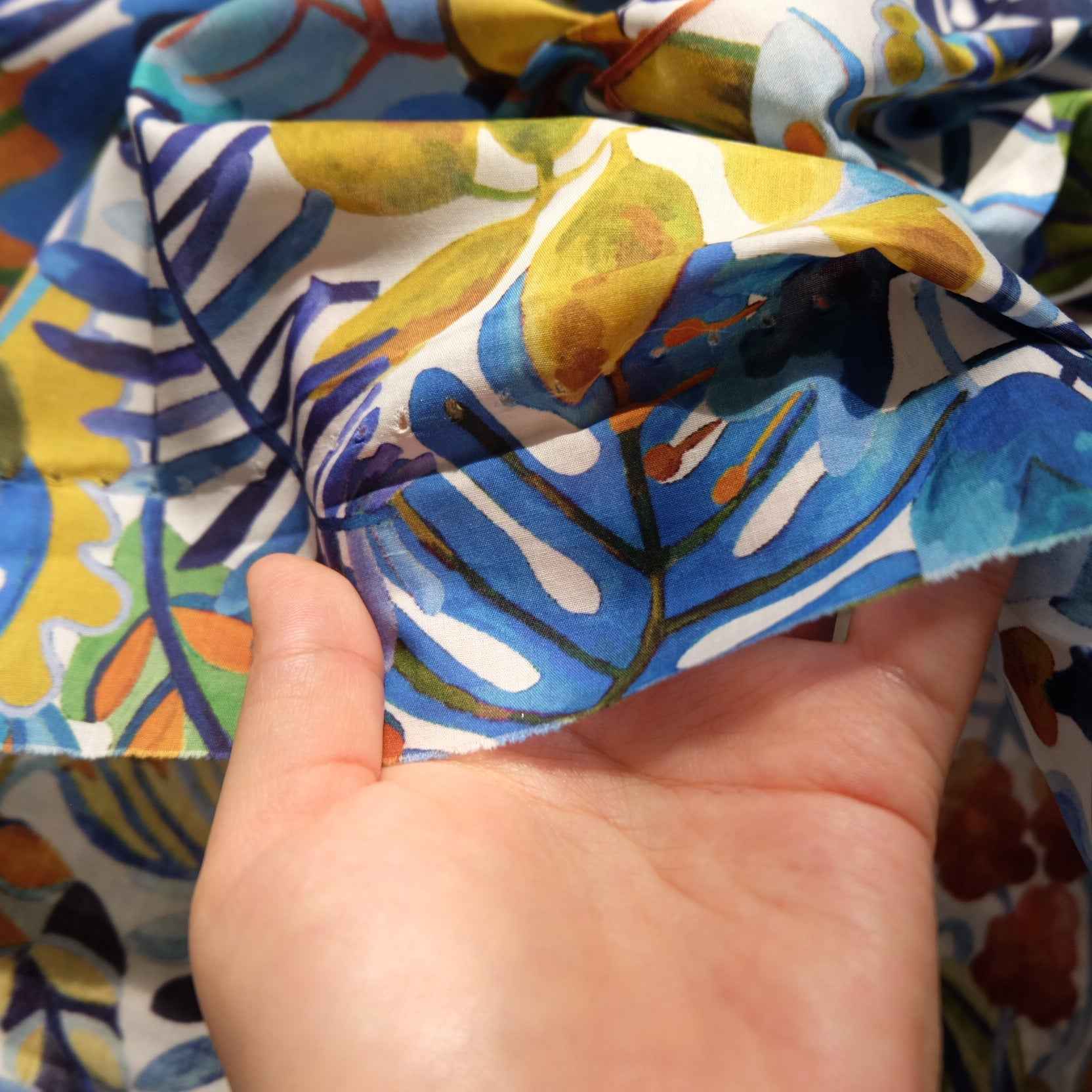 Painterly Botanical Cotton Lawn