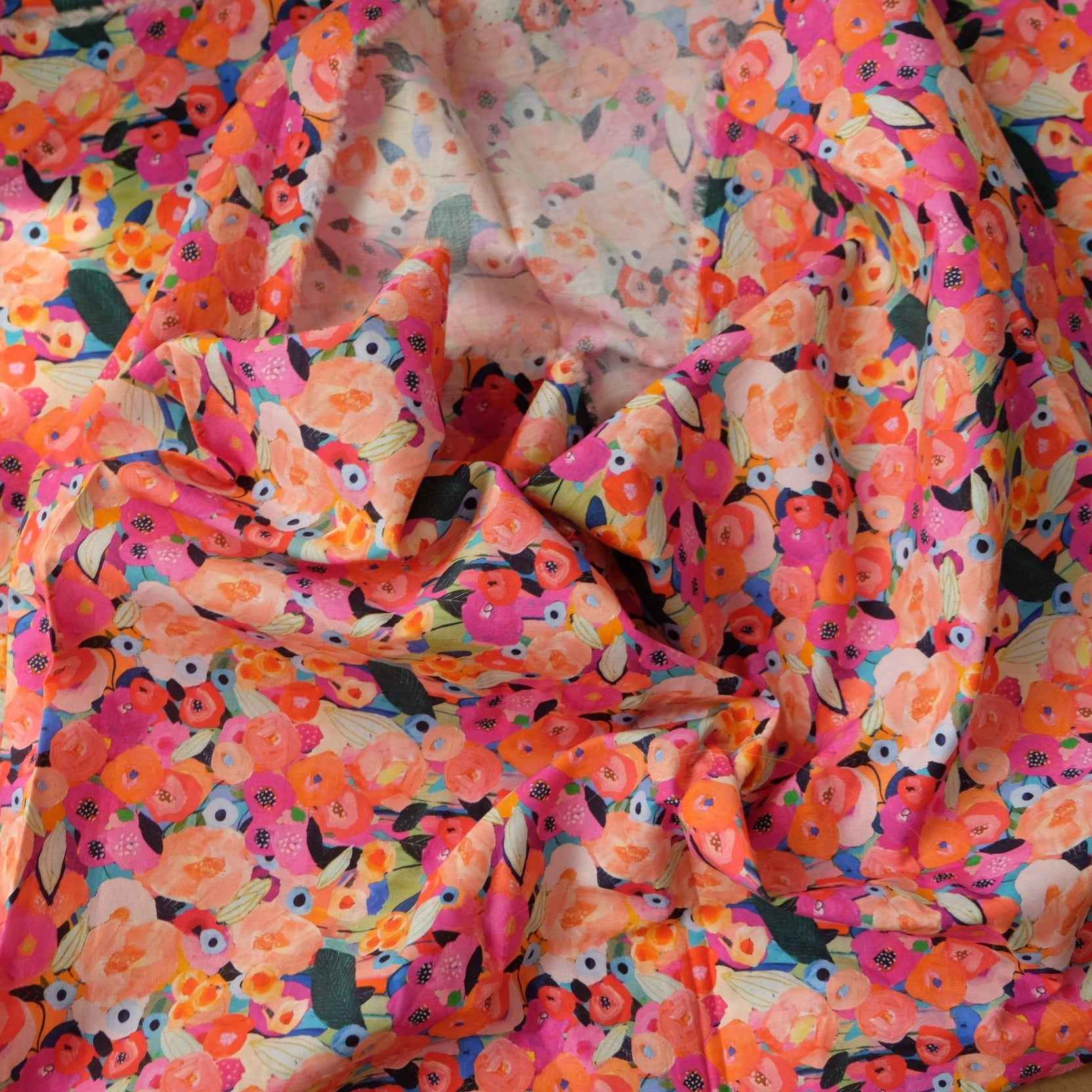 Painterly Floral Cotton Fabric – Lightweight 60s Cotton (1.86 yd)