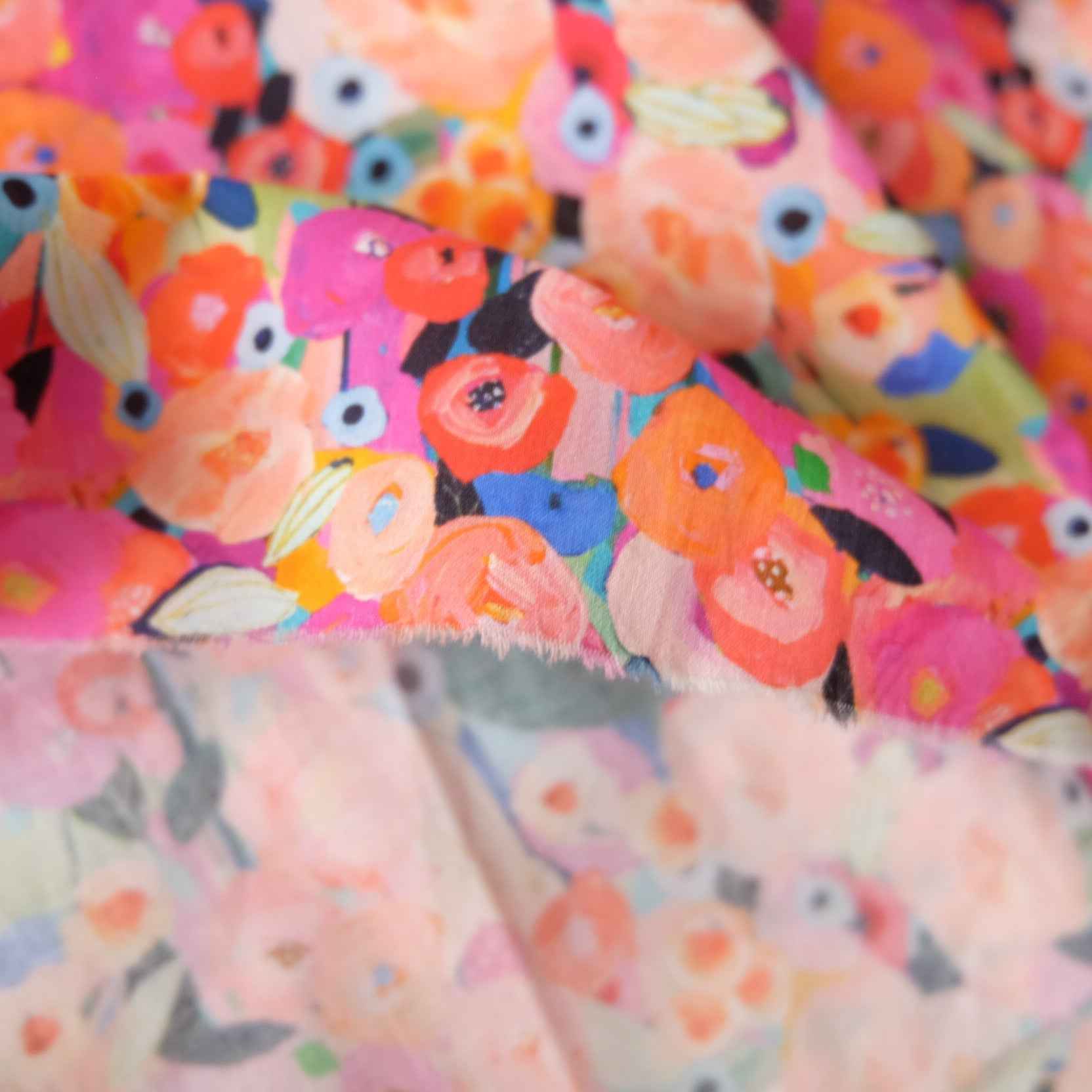 Painterly Floral Cotton Fabric – Lightweight 60s Cotton (1.86 yd)