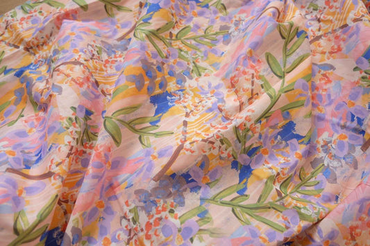 Painterly Floral Cotton Poplin – Soft Abstract Garden | 3.28 yds Cut