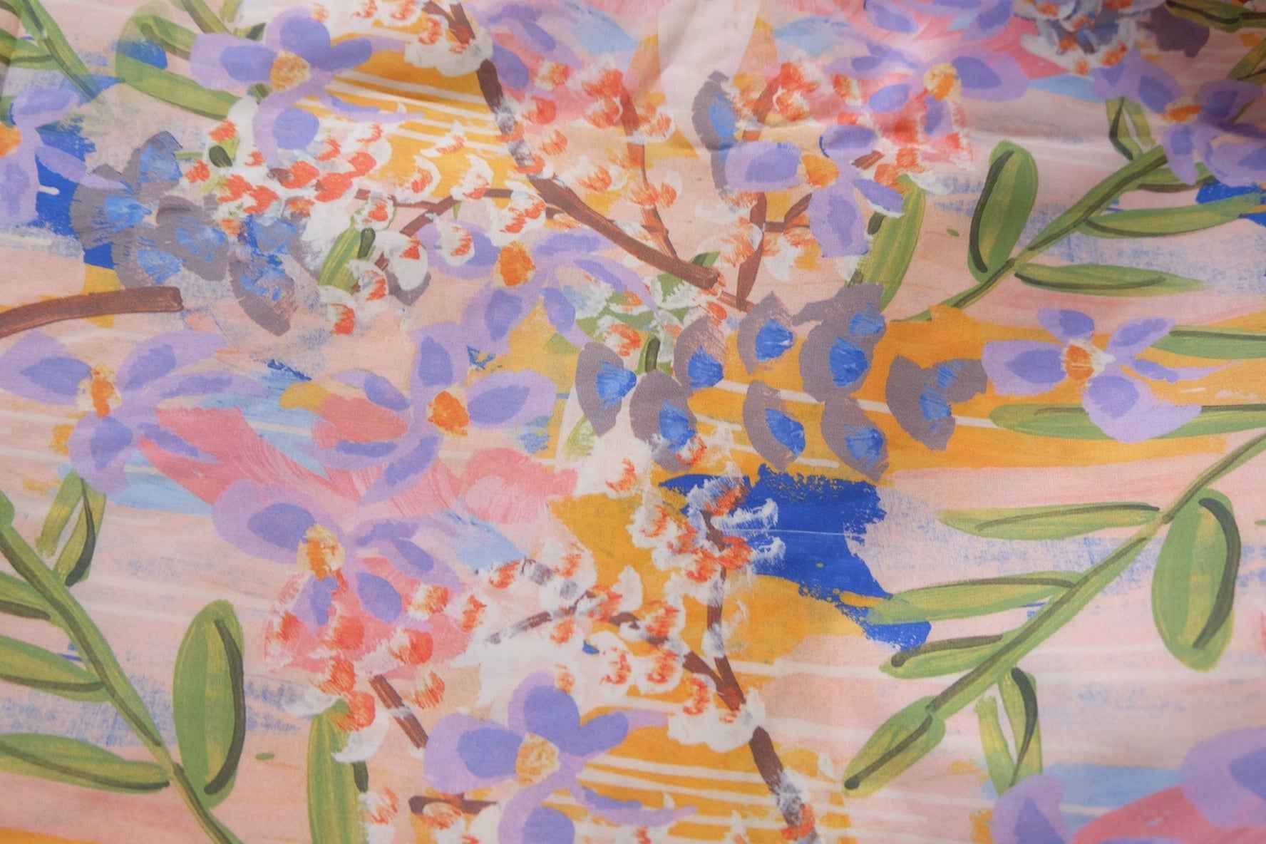 Painterly Floral Cotton Poplin – Soft Abstract Garden | 3.28 yds Cut