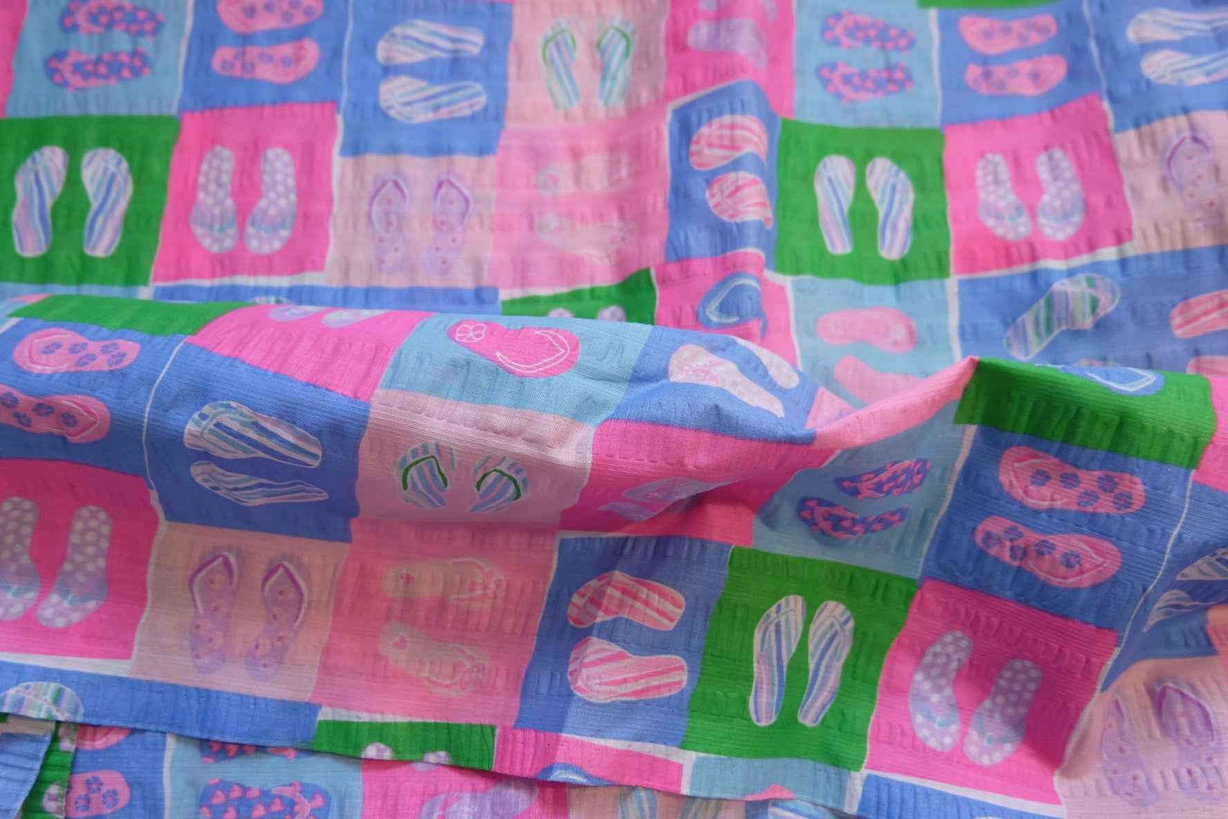 Patchwork Slipper Seersucker Fabric — 3.28 Yards