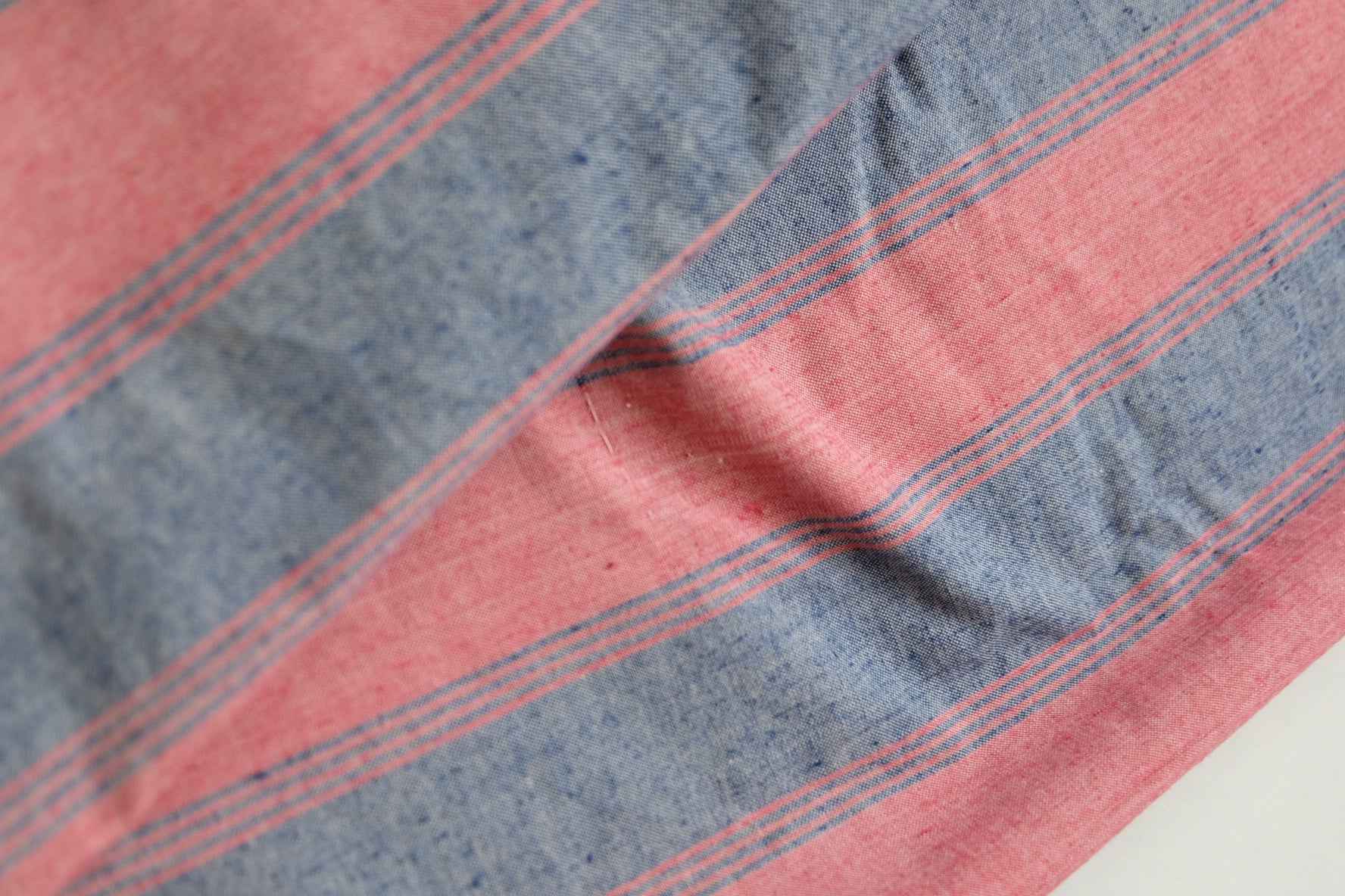 Peach Horizon: Weft - Wise Striped Tǔbù in Soft Blush & Slate - 54cm Width - BUBBO