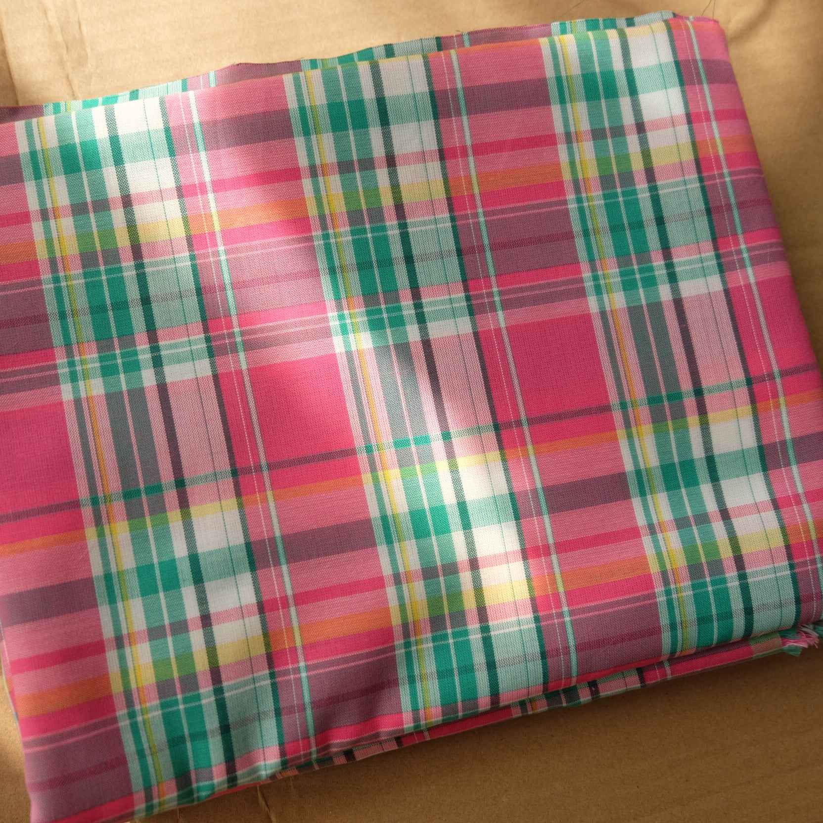 Pink Plaid Cotton Shirting Fabric – 3.28 Yard