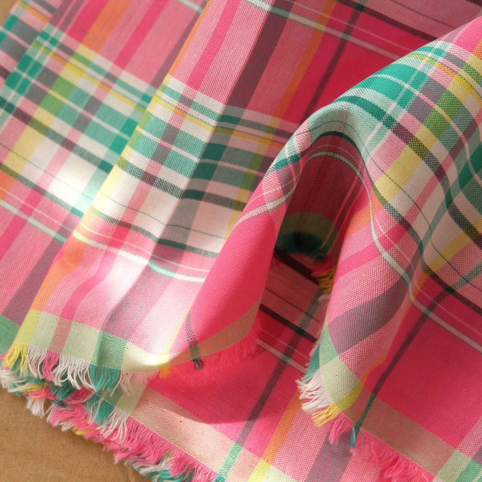 Pink Plaid Cotton Shirting Fabric – 3.28 Yard