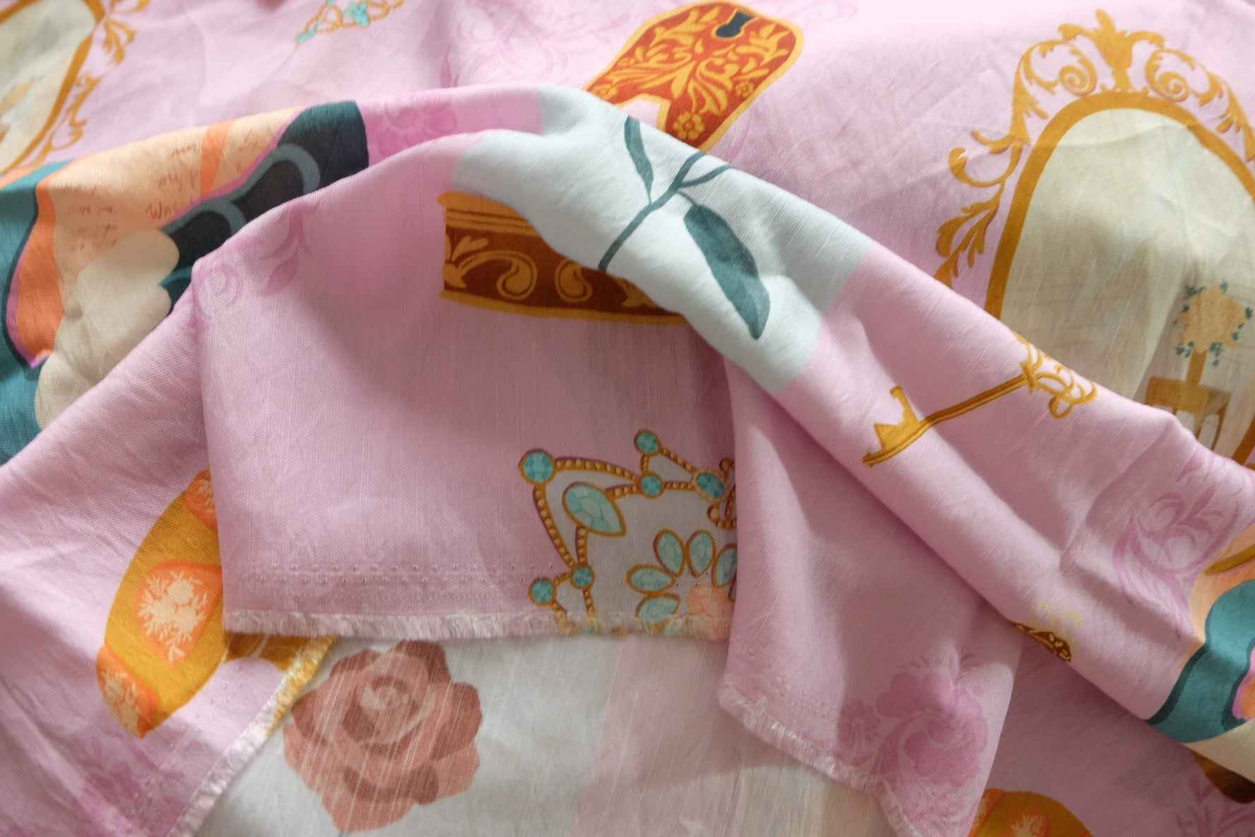 Pink Storybook Botanical Fabric — 2.2 yd