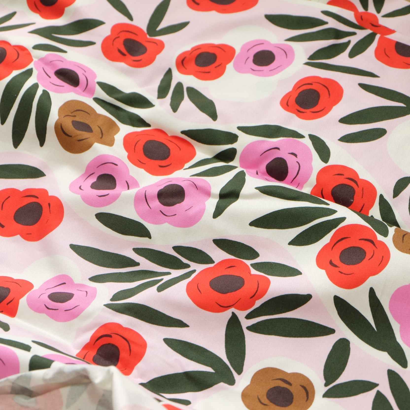 Pink Uniqlo x Marimekko Deadstock Cotton Twill Fabric – Heavyweight Printed Canvas for Bags & Structured Garments