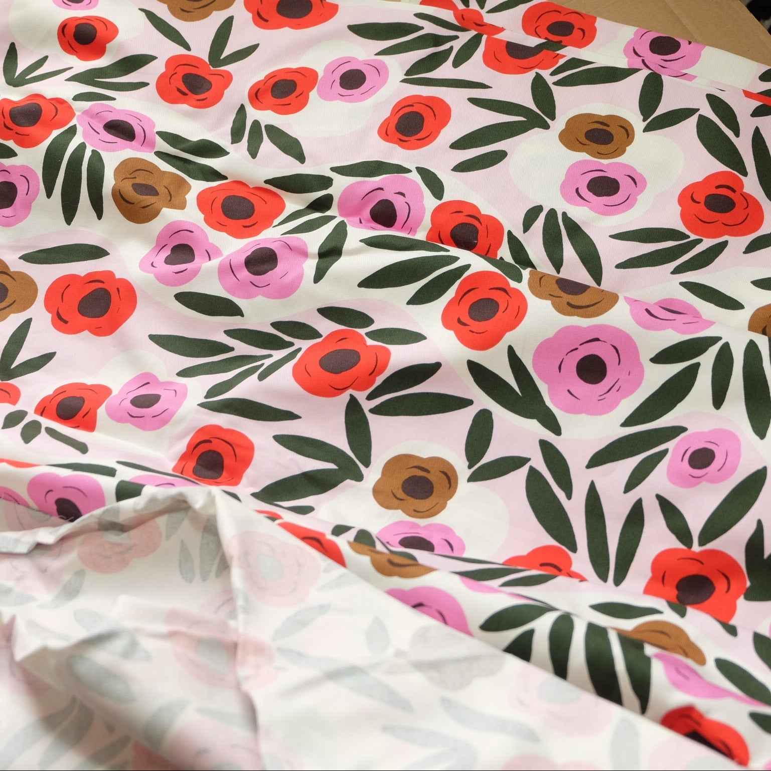 Pink Uniqlo x Marimekko Deadstock Cotton Twill Fabric – Heavyweight Printed Canvas for Bags & Structured Garments
