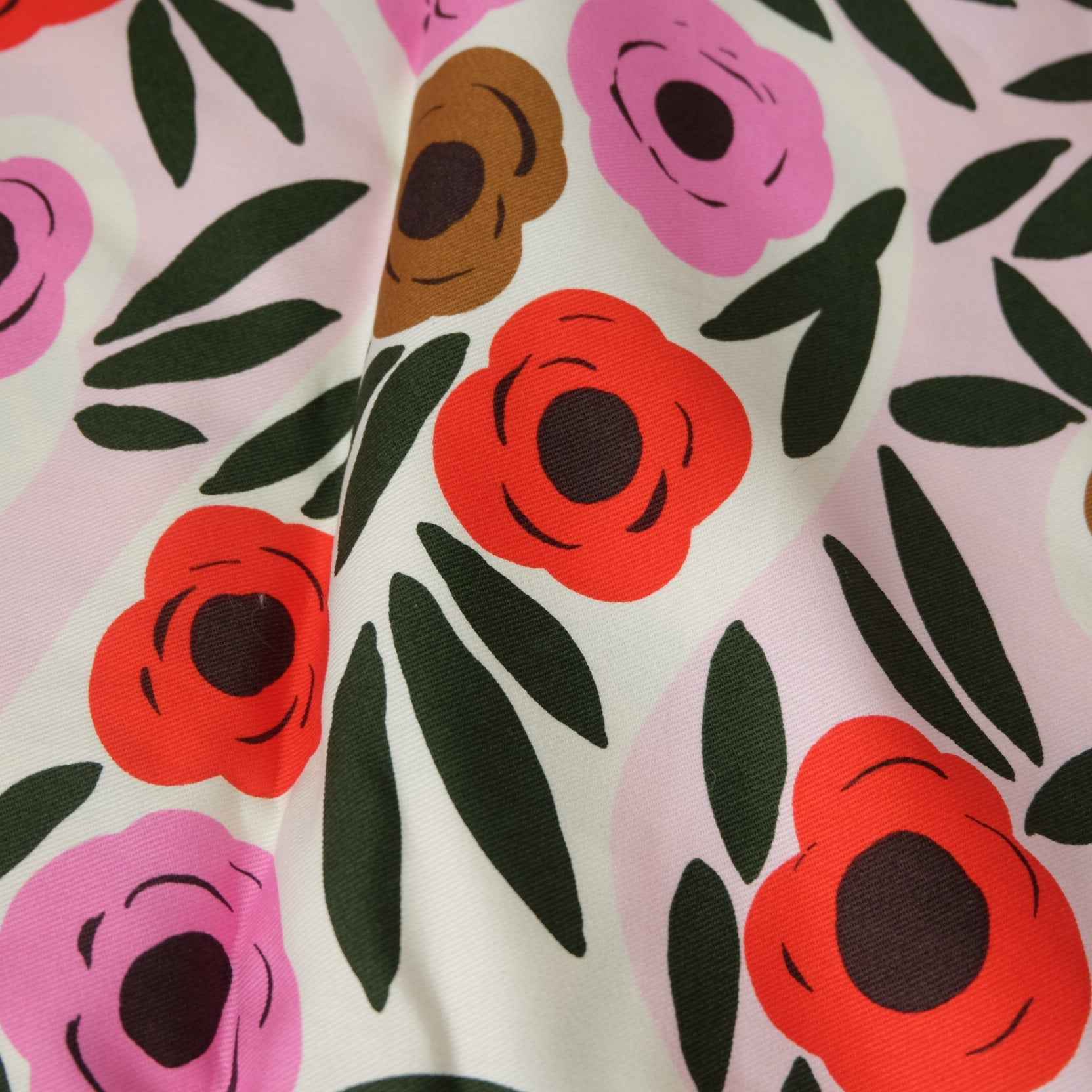 Pink Uniqlo x Marimekko Deadstock Cotton Twill Fabric – Heavyweight Printed Canvas for Bags & Structured Garments