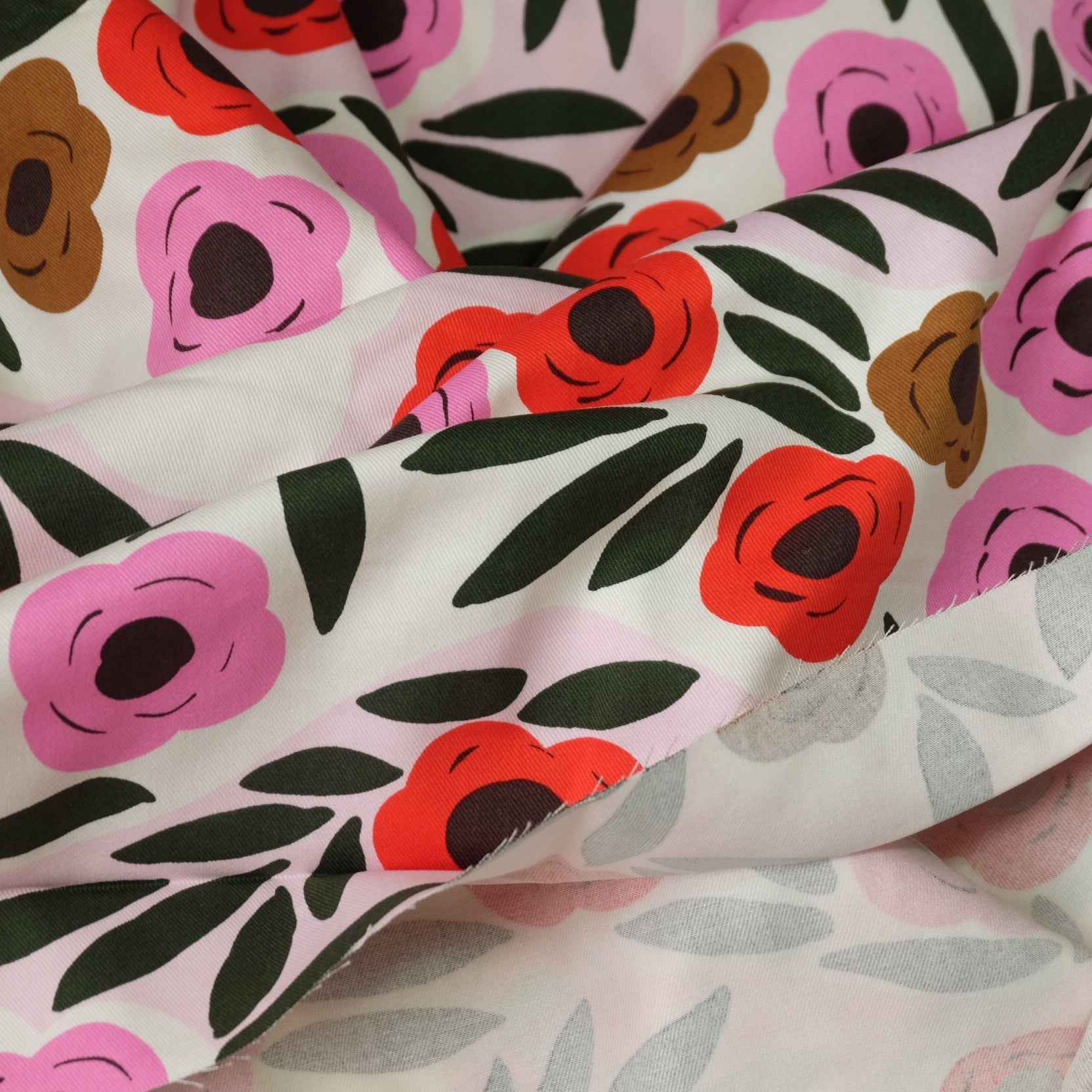 Pink Uniqlo x Marimekko Deadstock Cotton Twill Fabric – Heavyweight Printed Canvas for Bags & Structured Garments