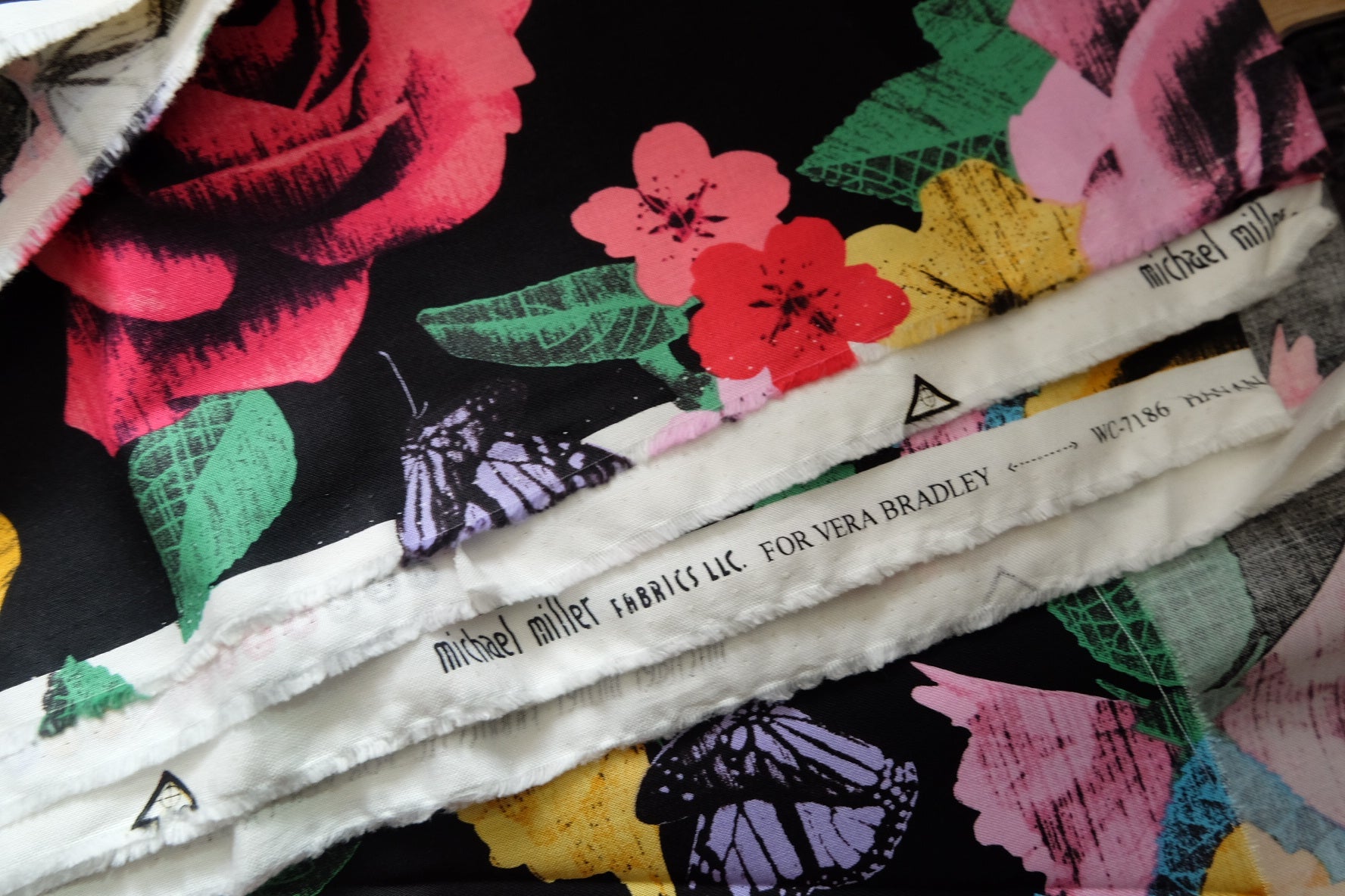 Pop Art Rose Print Fabric – Designer Remnant – High - Saturation Floral – 59” Wide – Sold by Half Yard - BUBBO