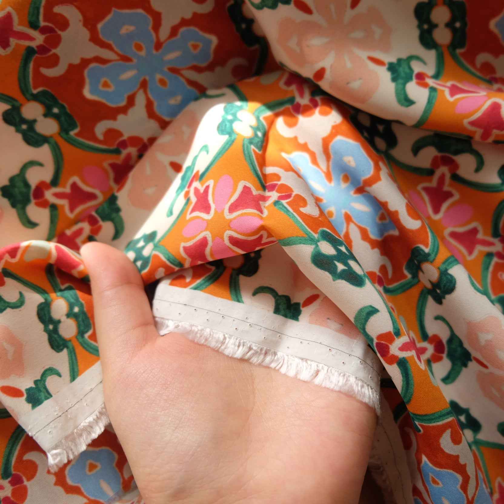 Printed Cupro Fabric – Fluid Fabric for Skirts & Trousers (2.19 yds)
