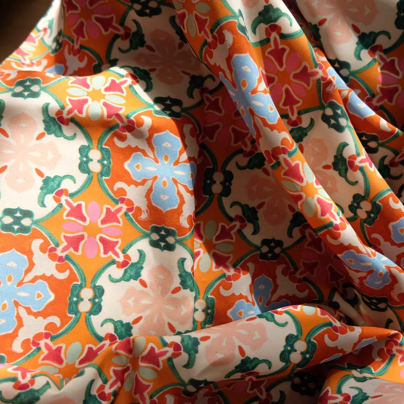 Printed Cupro Fabric – Fluid Fabric for Skirts & Trousers (2.19 yds)