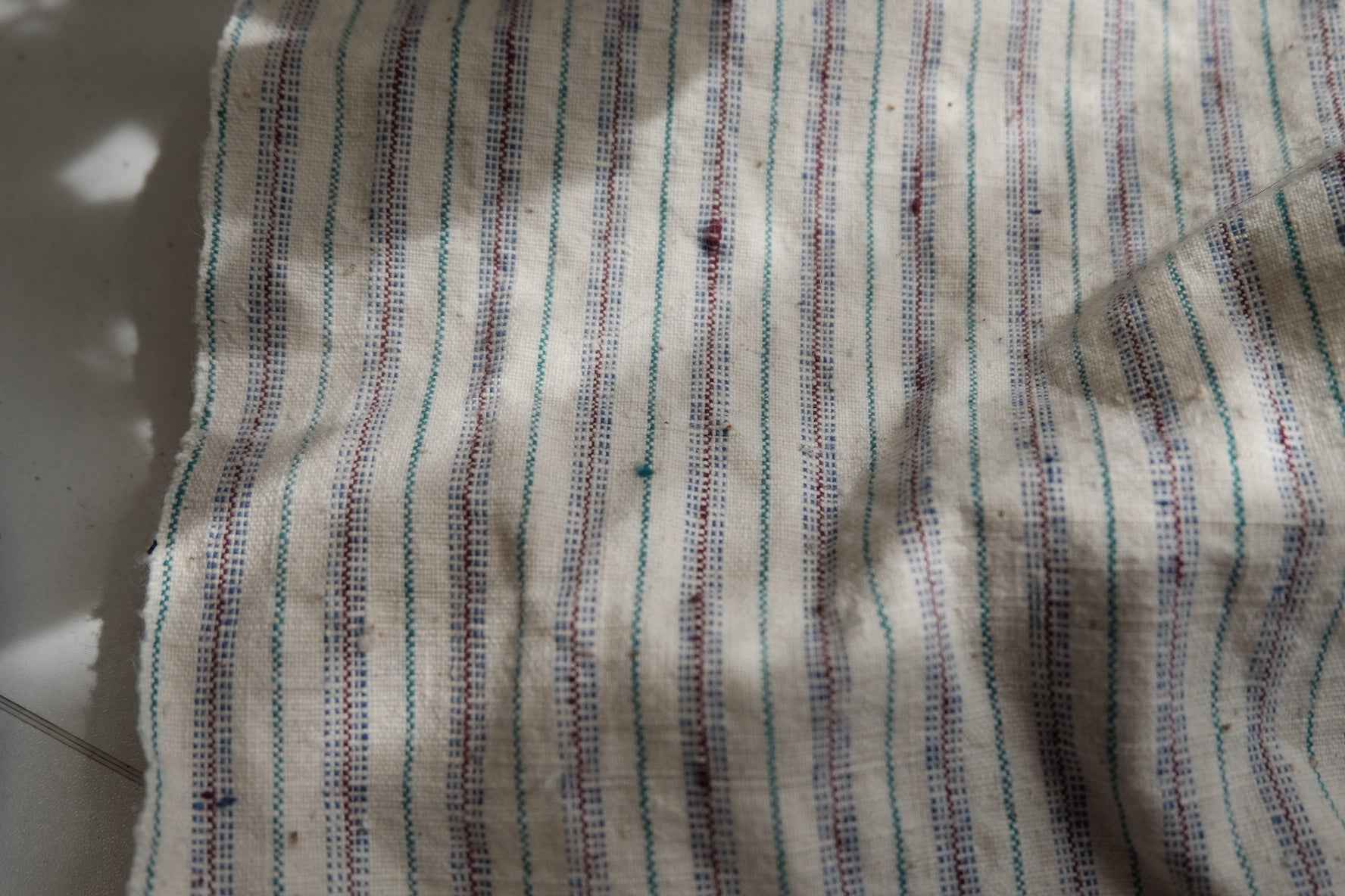 Pure White Tǔbù with Subtle Stripes - 37.5cm Width | Pre - Washed - BUBBO