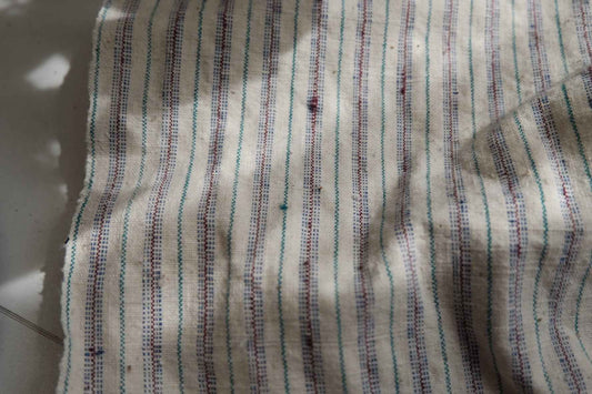 Pure White Tǔbù with Subtle Stripes - 37.5cm Width | Pre - Washed - BUBBO