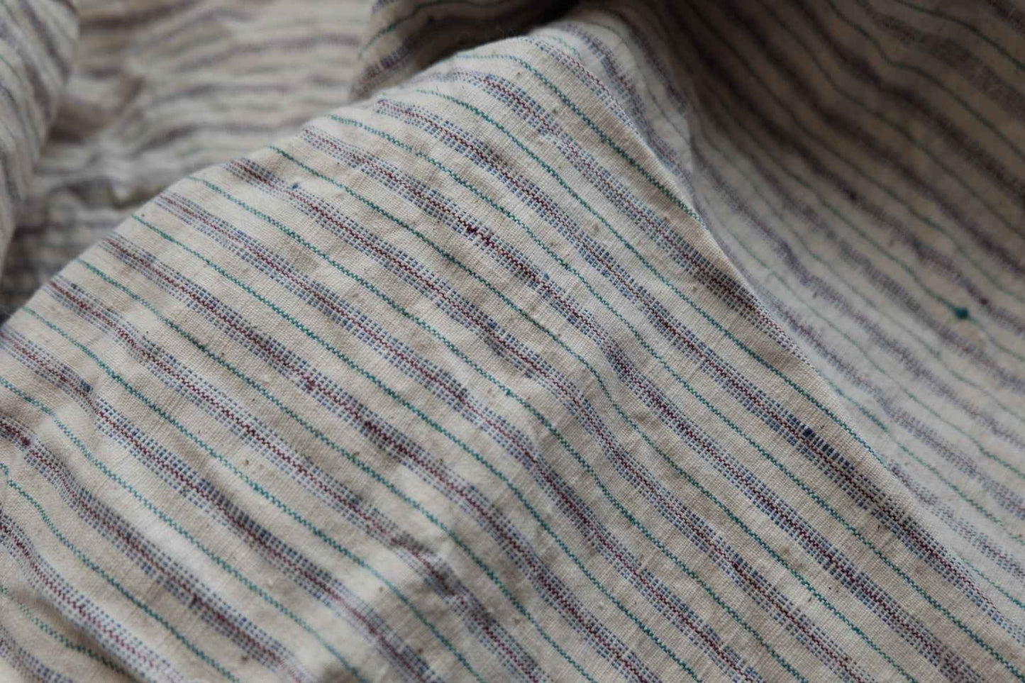 Pure White Tǔbù with Subtle Stripes - 37.5cm Width | Pre - Washed - BUBBO