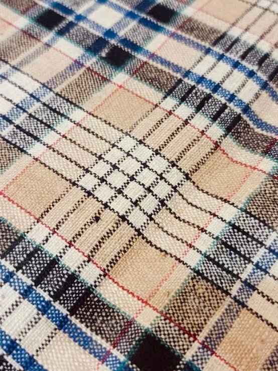 Purple Cotton Check Fabric with Red & Blue Lines | Sold by the Meter | 32.5cm Wide - BUBBO