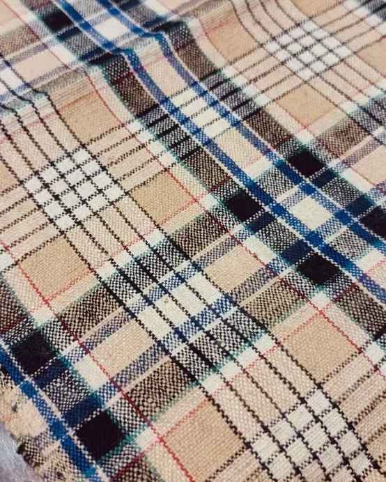 Purple Cotton Check Fabric with Red & Blue Lines | Sold by the Meter | 32.5cm Wide - BUBBO