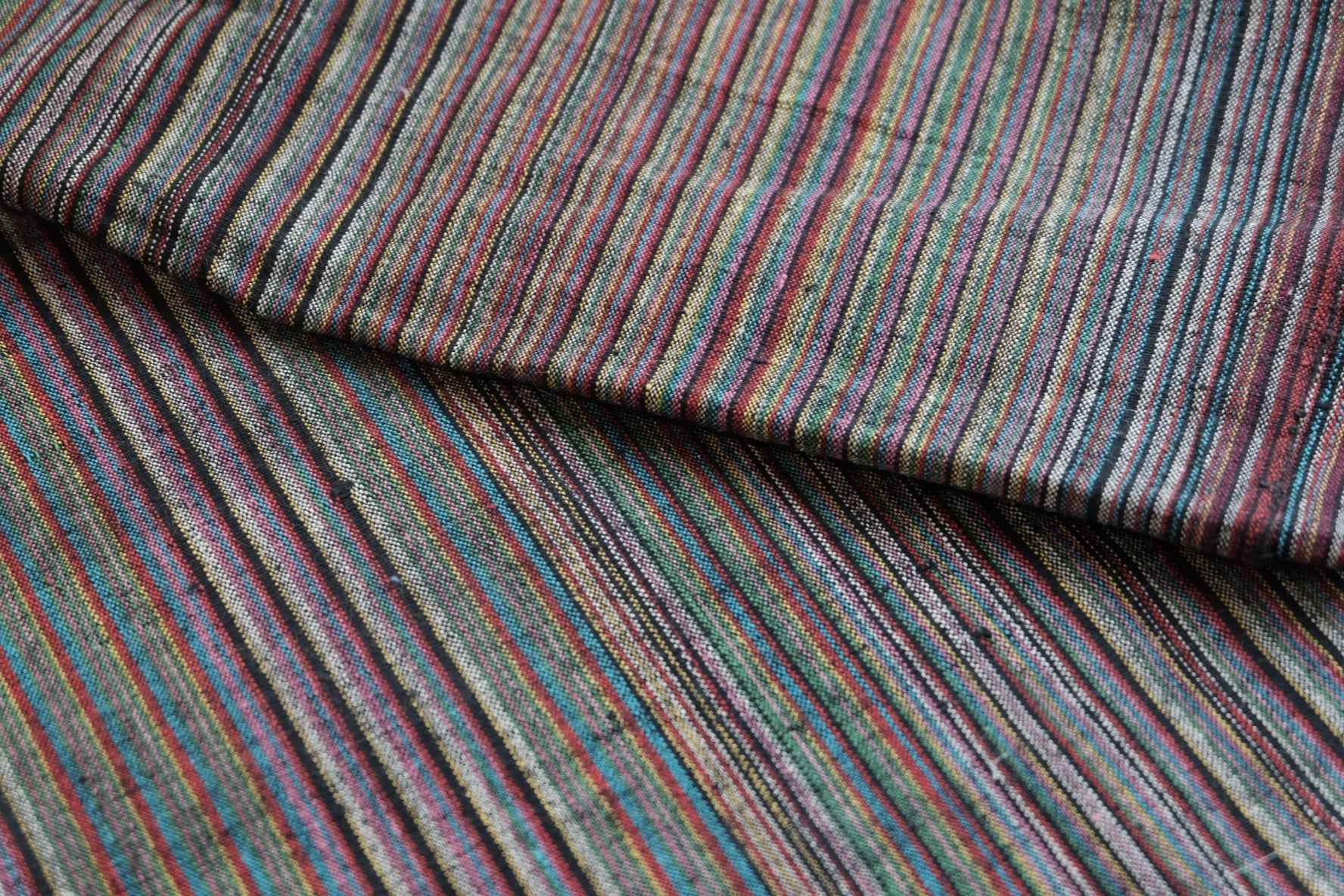 Rainbow Weave: 43cm Wide Northern Tǔbù in Soft Multicolor Stripes - BUBBO