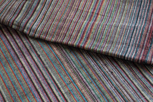 Rainbow Weave: 43cm Wide Northern Tǔbù in Soft Multicolor Stripes - BUBBO