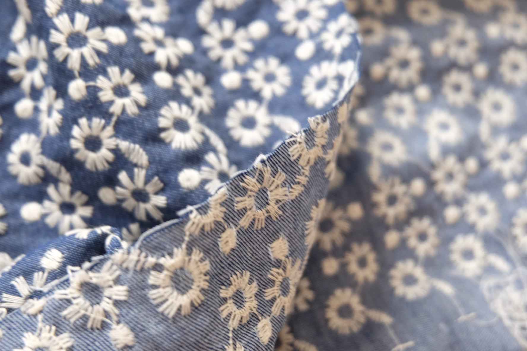Ralph Lauren Deadstock – Embroidered Floral Soft Denim | 2.2 Yards
