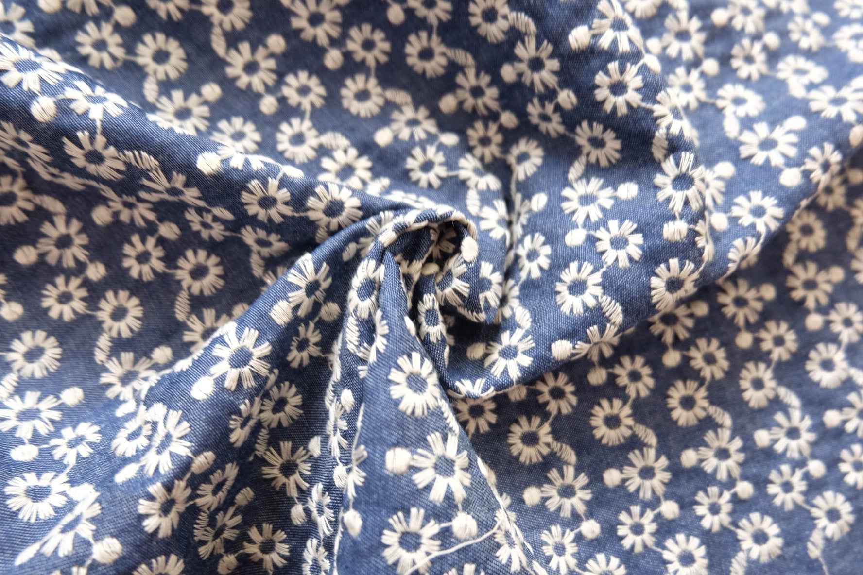 Ralph Lauren Deadstock – Embroidered Floral Soft Denim | 2.2 Yards