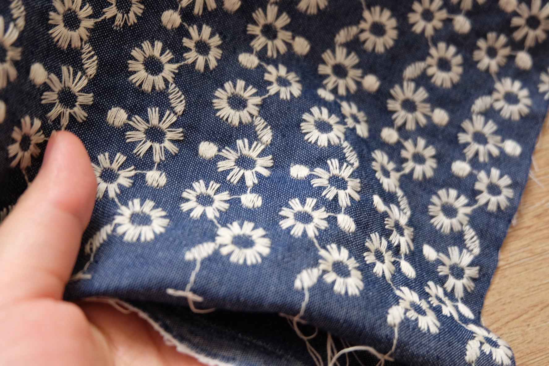 Ralph Lauren Deadstock – Embroidered Floral Soft Denim | 2.2 Yards