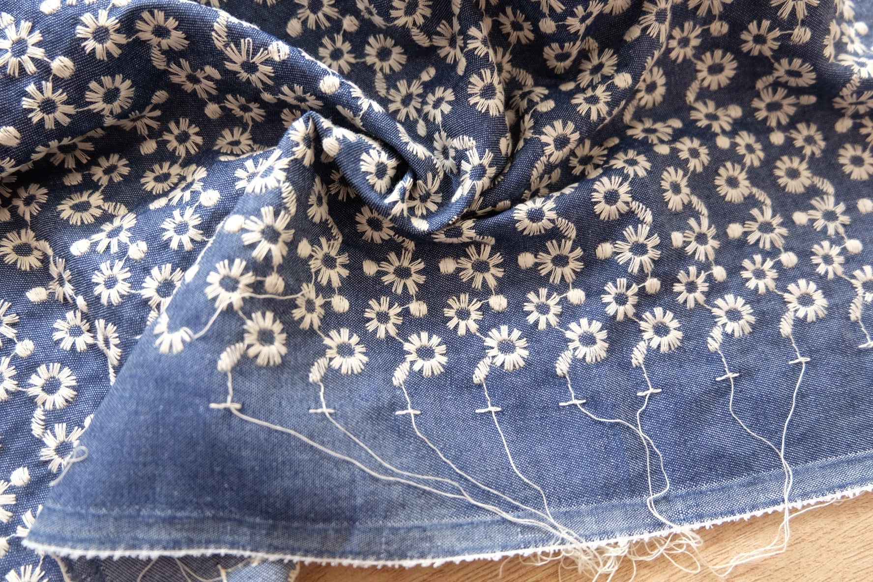 Ralph Lauren Deadstock – Embroidered Floral Soft Denim | 2.2 Yards