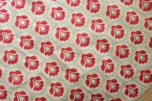 Red Floral Cotton Lawn – 0.44 Yard Remnant - BUBBO