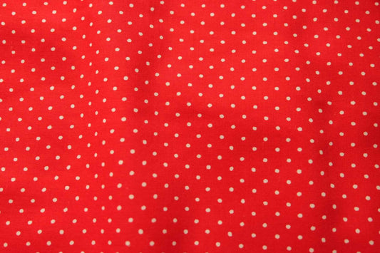 Red Polka Dot Lightweight Cotton Fabric – 1.6 Yards Cut - BUBBO